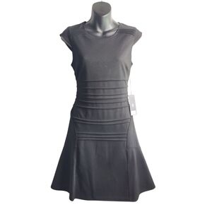 Jennifer Lopez Dress Size 2 Black A-line Fit Flare Stripe Work Career Zip NWT